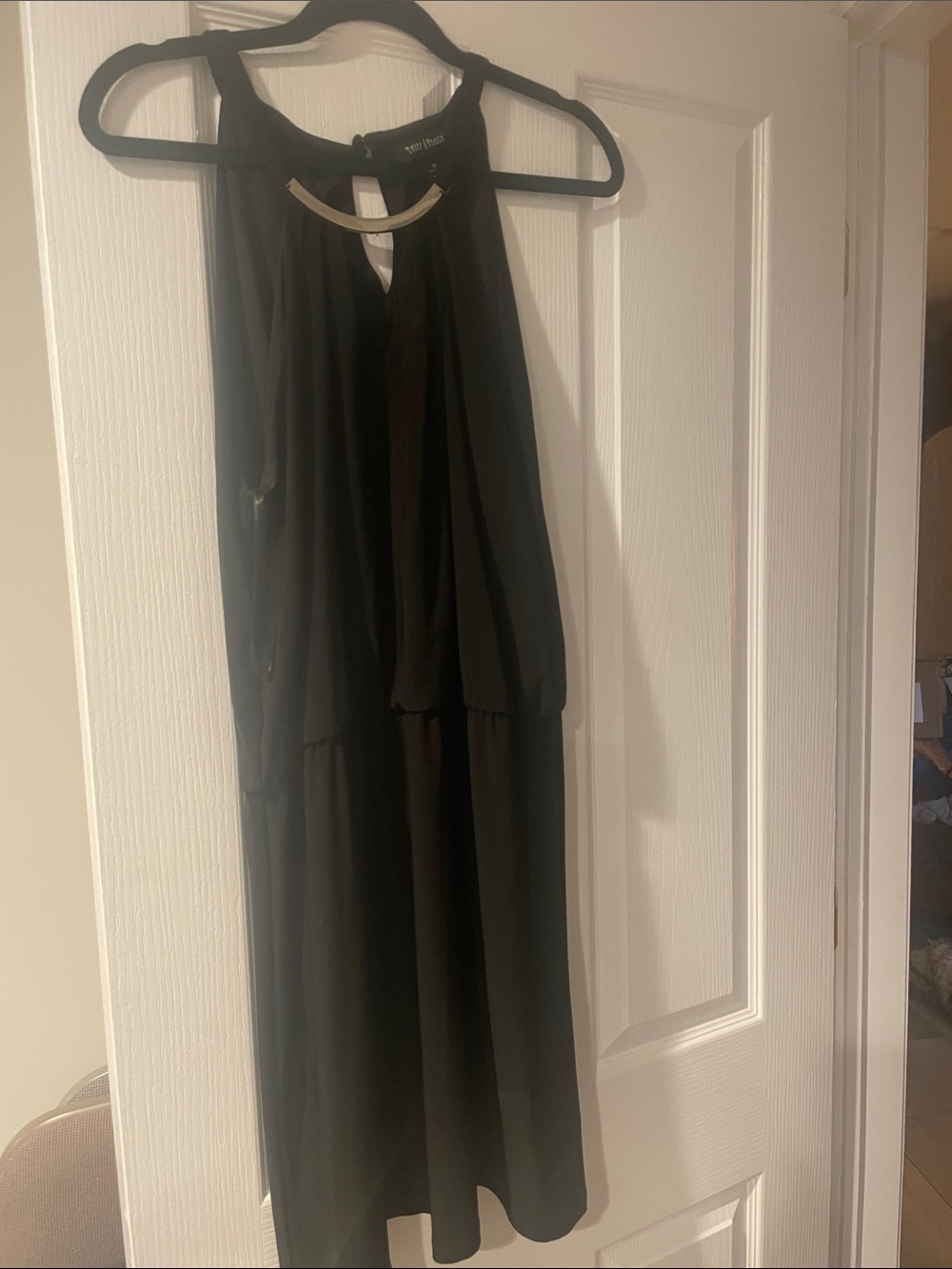 Black Halter Neck Dress with Metallic Accent - White House Black Market XL